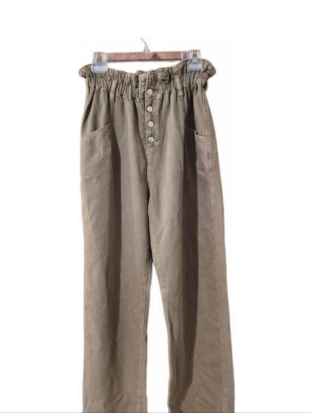Isabel Marant Neariah Etoile MNG Cotton Linen Paperbag Waist Dark Tan Pants EUC